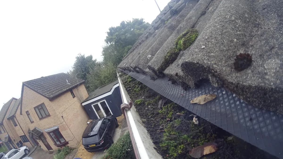 Before: Moss along a gutter towards the road, then cleared